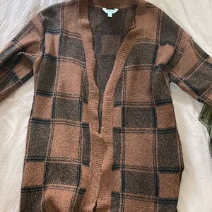 Brown plaid cardigan
